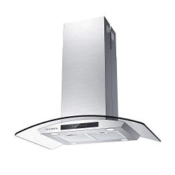 Stainless Steel Hood, CIARRA 36 inch Island Mount Glass Range Hood with Touch Control Panel, Duc ...