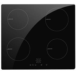 NOXTON Electric Induction Cooktop Stove Built-in 4 Burners Induction Cooker Black Glass with Tou ...