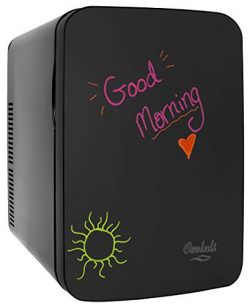Cooluli Vibe Black 15 Liter Compact Portable Cooler Warmer Blackboard Mini Fridge for Bedroom, O ...