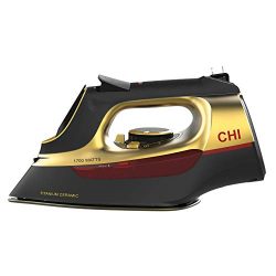 CHI Steam Iron for Clothes with Titanium Infused Ceramic Soleplate, 1700 Watts, Retractable Cord ...