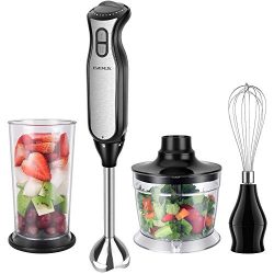 Immersion Hand Blender EVERUS 4-in-1 Hand Blender Stick with 700ml Food Chopper, 700ml Mixing Be ...