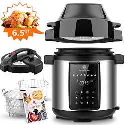 6.5Qt Pressure Cooker and Air Fryer Combos, 1500W Pressure, Steamer Cooker, Air Fryer All-in-One ...