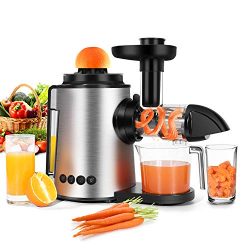 Masticating Juicer,Sagnart Juicer Machine(7-Segment Spiral 80RPM/Min) Antioxidant Cold-press Jui ...