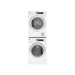 GE White Compact Laundry Pair with WCVH4800KWW 24″ Washer, DCVH480EKWW 24″ Electric  ...