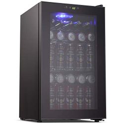 Joy Pebble Beverage Cooler and Refrigerator 85 Can Mini Fridge with Glass Door for Soda Beer or  ...