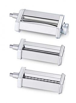 3 Piece Pasta Roller Cutter Attachment Set Compatible with KitchenAid Stand Mixers, Included Pas ...