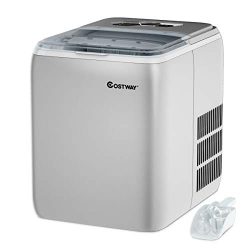 COSTWAY Ice Maker Countertop with Self-clean Function, Make 44 Lbs Ice in 24 Hours, Ice Cubes Re ...