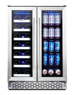 Phiestina Wine and Beverage Refrigerator | 24 Inch Built-In Dual Zone Wine Beer Cooler Refrigera ...