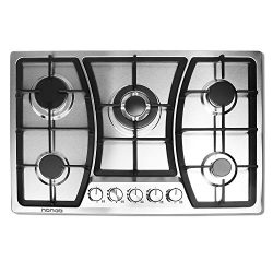 30 inches Gas Cooktop 5 Burners Gas Stove gas hob stovetop Stainless Steel Cooktop 5 Sealed Burn ...