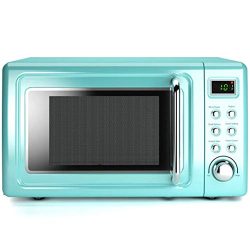 COSTWAY Retro Countertop Microwave Oven, 0.7Cu.ft, 700-Watt, Cold Rolled Steel Plate, 5 Micro Po ...