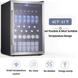 Beverage Refrigerator and Cooler – Drink Fridge with Glass Door for Soda, Beer or Wine  ...