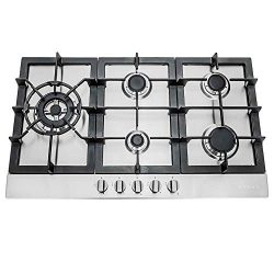 Cosmo 850SLTX-E 30″ Gas Cooktop with 5 Burners, Counter-Top Cooker Cooktop with Cast Iron  ...