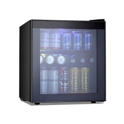 Kismile Beverage Refrigerator and Cooler,60 Can 1.6 Cu.ft Mini Fridge with Glass Door for Soda B ...