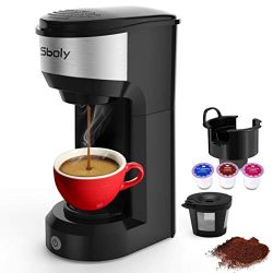 Upgrade Mini Single Serve Coffee Maker for K Cup Pods and Ground Coffee by Sboly, 90s Quick Brew ...