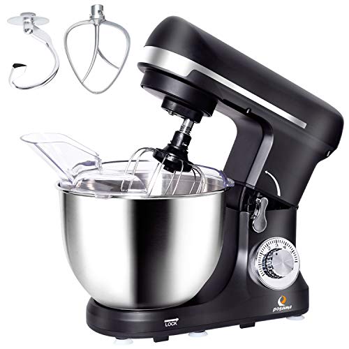 Stand Mixer, Household Mixer 5 Quarts 6-Speed Dough Mixer with Stainless Steel Bowl, Tilt-Head F ...