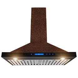 AKDY Wall Mount Range Hood -30″ Embossed Copper Hood Fan for Kitchen – 4-Speed ̵ ...