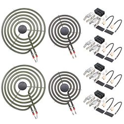 ApplianPar 2Pcs MP21YA 8 Inch and 2Pcs MP15YA 6 Inch Electric Range Burner Element Kit with 4Pcs ...