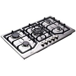 Deli-kit DK258-A05 34 inch Gas Cooktop gas hob stovetop 5 burners LPG/NG Dual Fuel 5 Sealed Burn ...