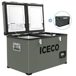 ICECO VL60 63 Quart Dual Zone Portable Refrigerator with SECOP Compressor, 60 Liters Platinum Co ...