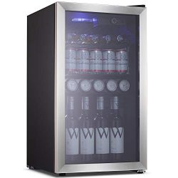 Beverage Refrigerator Cooler Wine Fride,113 Can or 60 Bottles Capacity with Smoky Gray Glass Doo ...