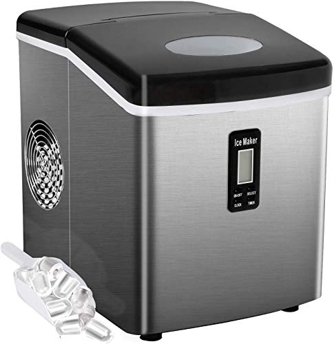 Bossin Countertop Ice Maker Portable Ice Making Machine -Bullet Ice Cubes Ready in 6 Mins – ...