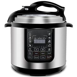 ZENY 6 Qt 7-in-1 Multi- Use Programmable Pressure Cooker Stainless Steel Electric Pressure Cooke ...