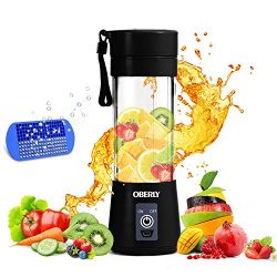 Portable Blender, OBERLY Smoothie Juicer Cup – Six Blades in 3D, 13oz Fruit Mixing Machine ...