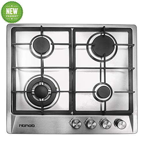 24″ inches Stainless Gas Cooktop Built in Gas Stove 4 Burners Gas Stove Cooktop (4 Sealed  ...