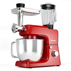 COSTWAY 3-in-1 Stand Mixer, 800W 6-Speed Tilt-Head Food Mixer, 7 QT Upgraded Kitchen Electric Mi ...