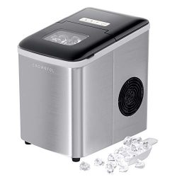 Crownful Ice Maker Machine for Countertop, 9 Ice Cubes Ready in 8-10 Minutes, 26lbs Bullet Ice C ...