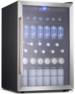 BOSSIN Beverage Refrigerator and Cooler, 120 Can Capacity with Smoky Gray Glass Door for Soda Be ...