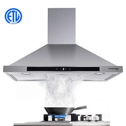 36″ Range Hood, GASLAND Chef PR36SS 36-inch Stainless Steel Wall Mount Kitchen Hood, 3 Spe ...