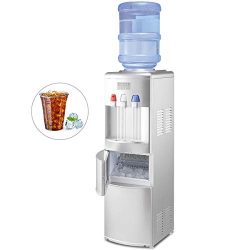 GOFLAME 2 In 1 Water Cooler Dispenser with Built-in Ice Maker Machine, 3 to 5 Gallon Hot and Col ...