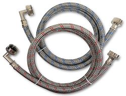 Premium Stainless Steel Washing Machine Hoses with 90 Degree Elbow, 10 Ft Burst Proof (2 Pack) R ...