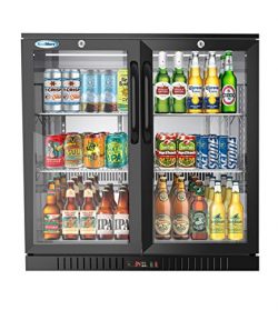 Koolmore 2 Door Back Bar Cooler Counter Height Glass Door Refrigerator with LED Lighting – ...